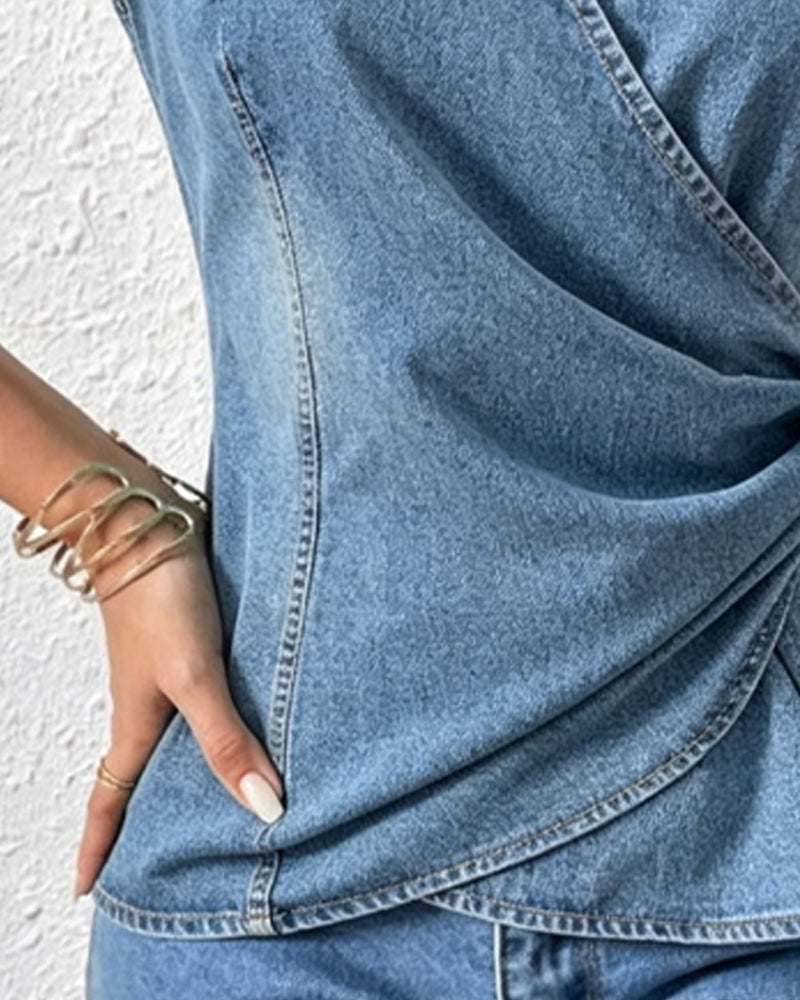 Bluse V-Utringning Vridknute Design