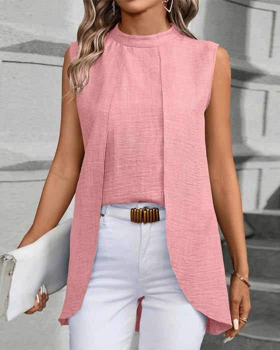 Elegant ensfarget ermeløs topp