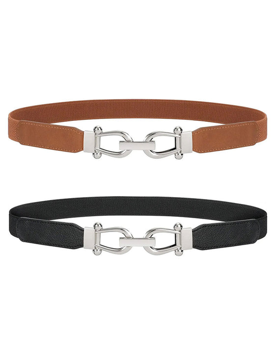 Kvinner Stretch Midjebelte Retro Elastisk Smalt Belte For Damer Med Gullspenne