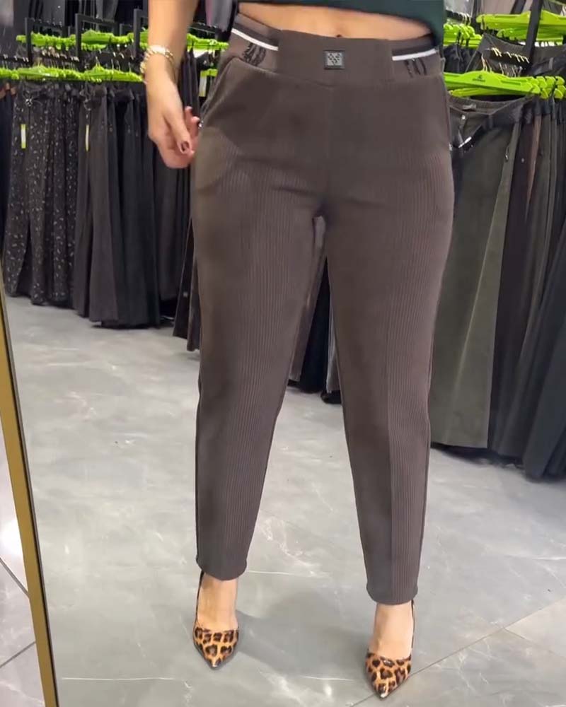 Bukser Casual Elastisk Liv Tappet