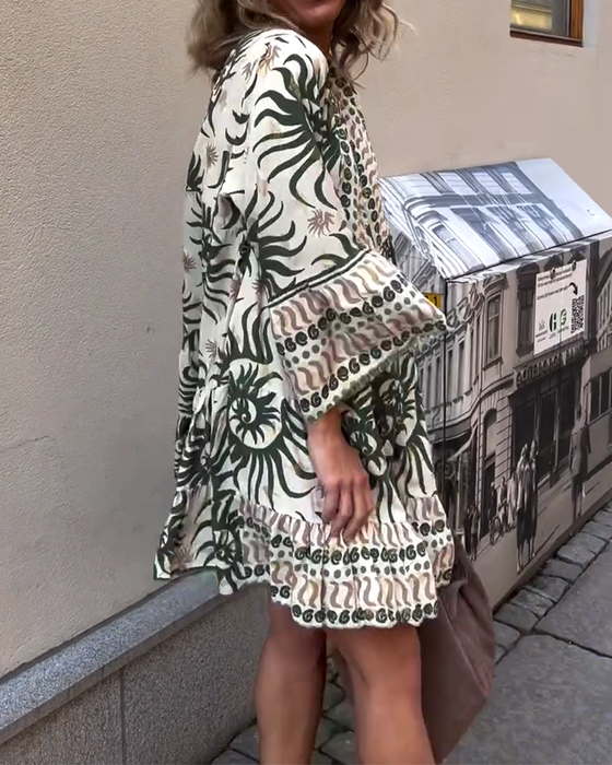 Kjole Klokkermet Løs Trykt Ferie