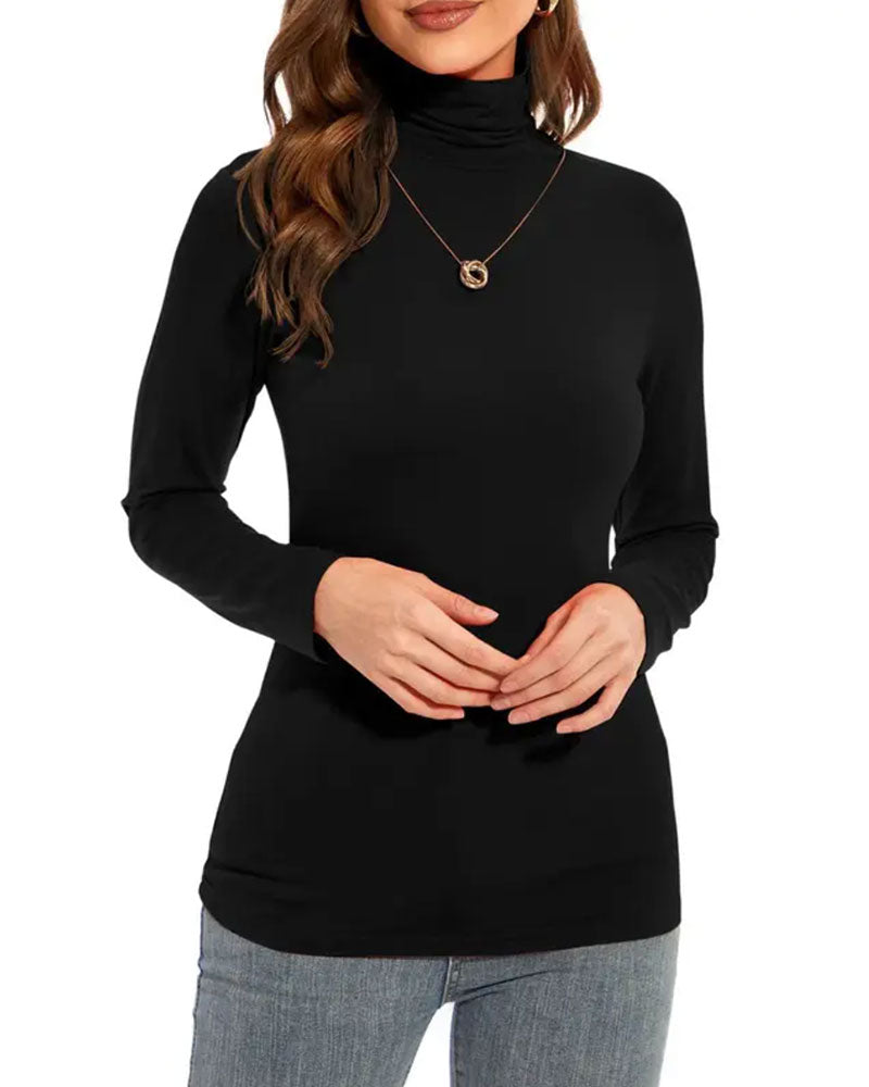 Topp Ensfarget Halv Turtleneck Base