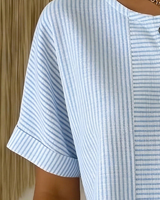 Bluse Rund Hals Kort Erm