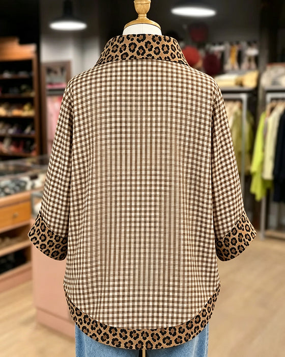 Bluse Slag Leopard Patchwork Rute