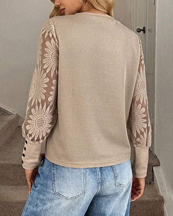 Topp Blonde Heklet Innfelling Langermet