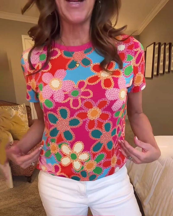 T-Skjorte Slim Fit Korte ermer Trykt