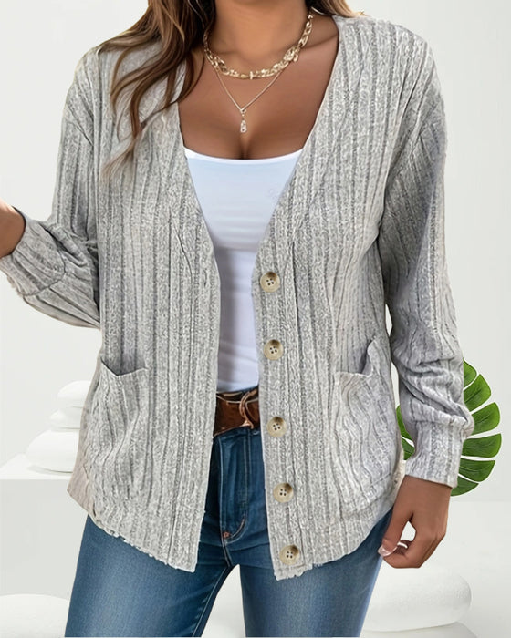 Ensfarget V-hals langermet kåpe