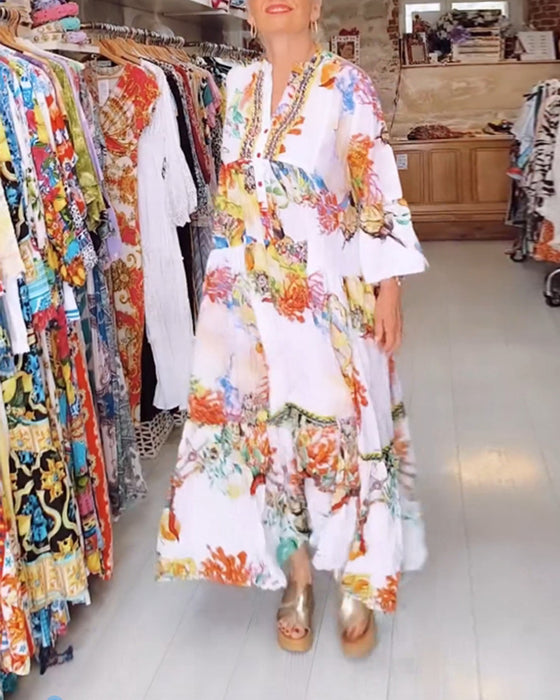 Patchworkkjole med Boho-trykk med knapper