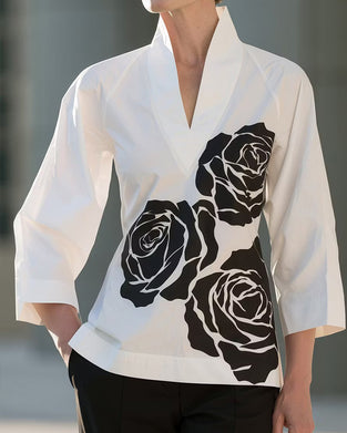 Bluse V-Hals Blomstret Trykk