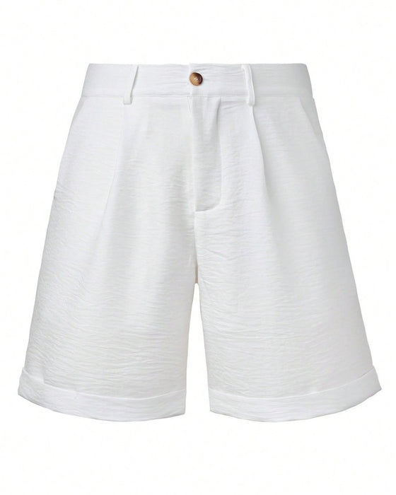 Herre Shorts Avslappet Ensfarget