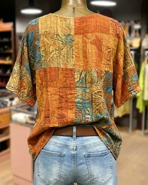 Bluse Vintage Øyenstikkertrykk Avslappnet