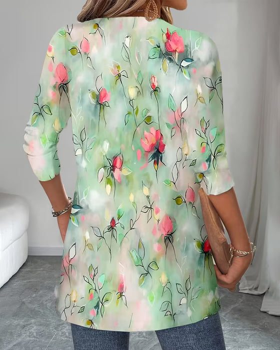 Bluse Falsk To Del Blomstret Trykk