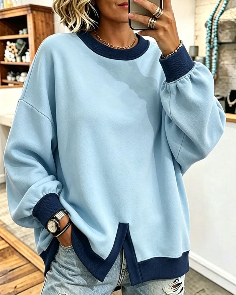 Sweatshirt Fargeblokk Sliss Rund Hals