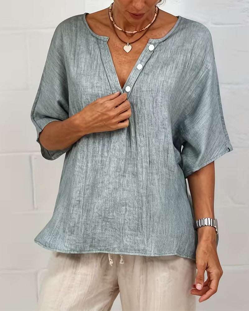 Topp Løs Passform Ensfarget Kortermet