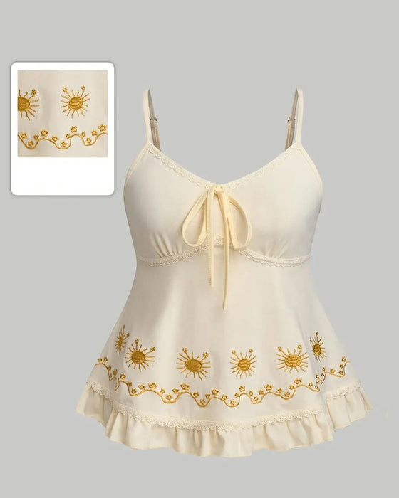 Topp Dame Blomster Brodert