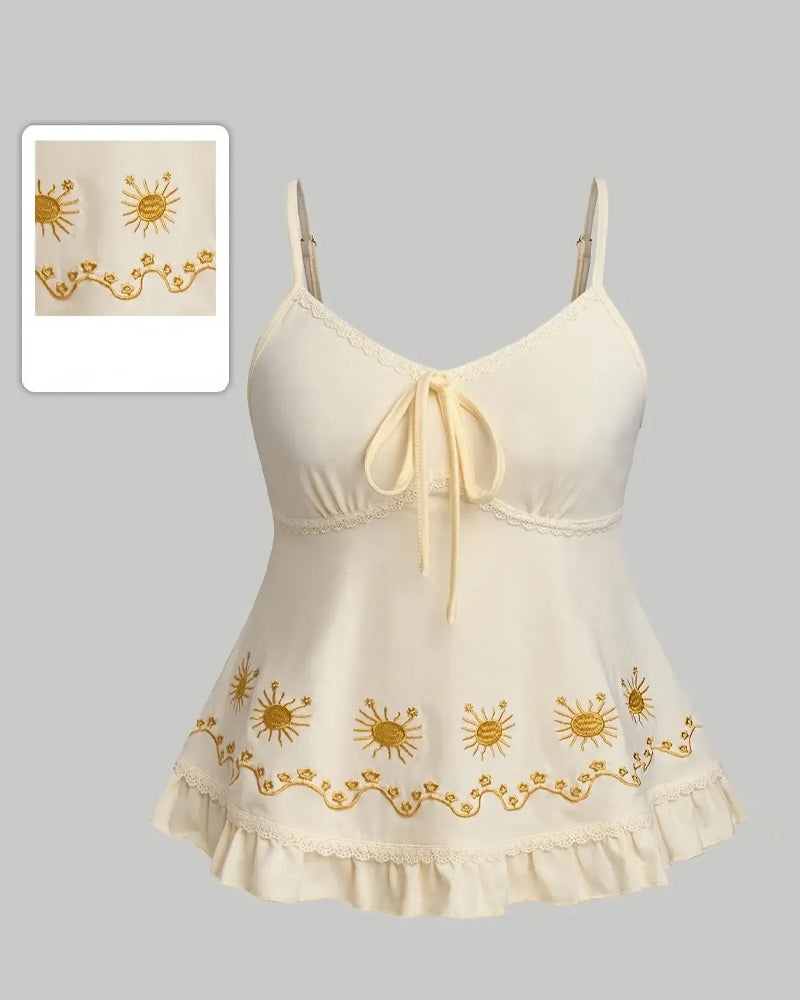 Topp Dame Blomster Brodert