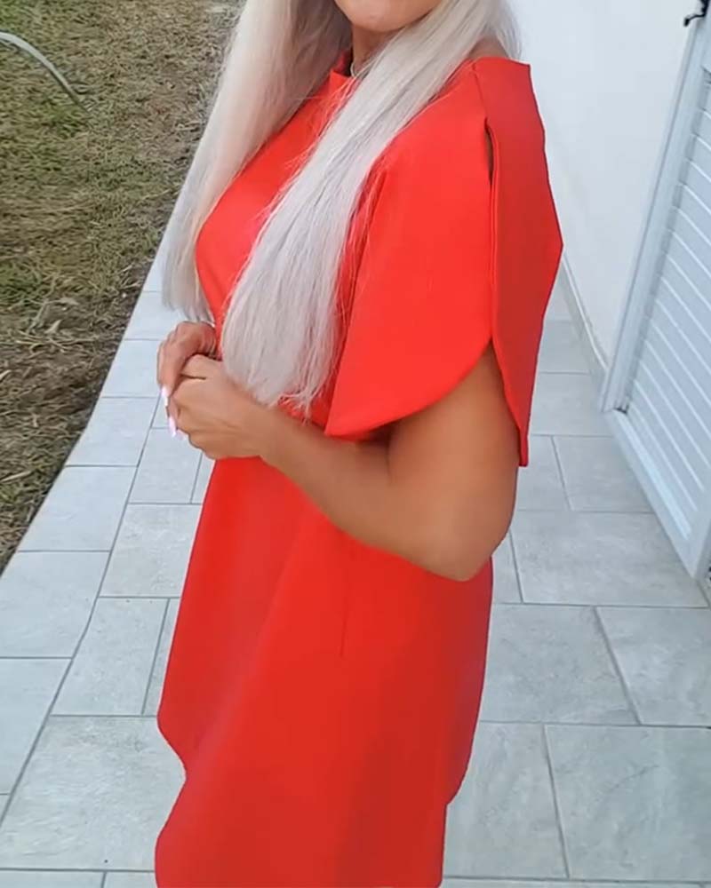 Kjole Ensfarget Pufferme A-Linje