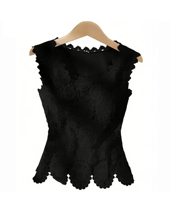 Tank Top Vannløselig Blonde Ermeløs