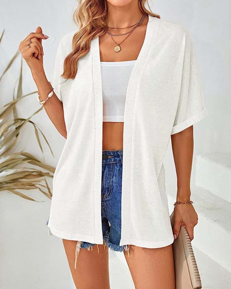 Jakke Kortsermet Avslappnet Ensfarget