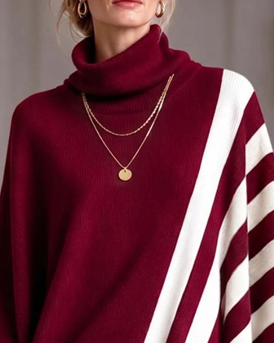 Genser Uregelmessig Turtleneck Stripet