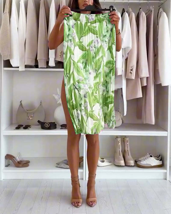 Skjørt Harmonikkplissert Blomstret