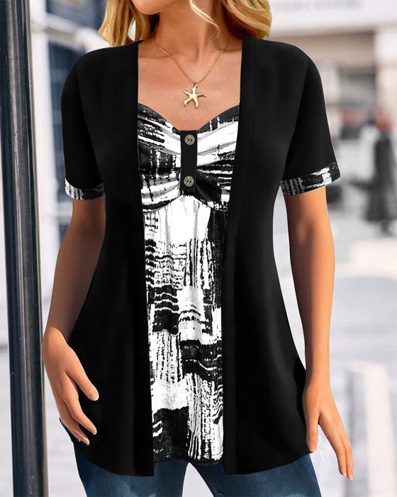 Bluse Trykt Falsk Todelt Uregelmessig