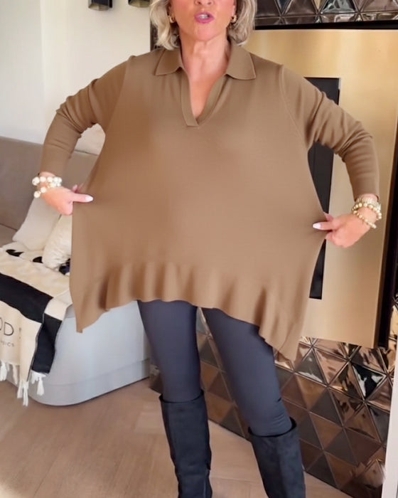 Uregelmessig Krage Langermet Topp