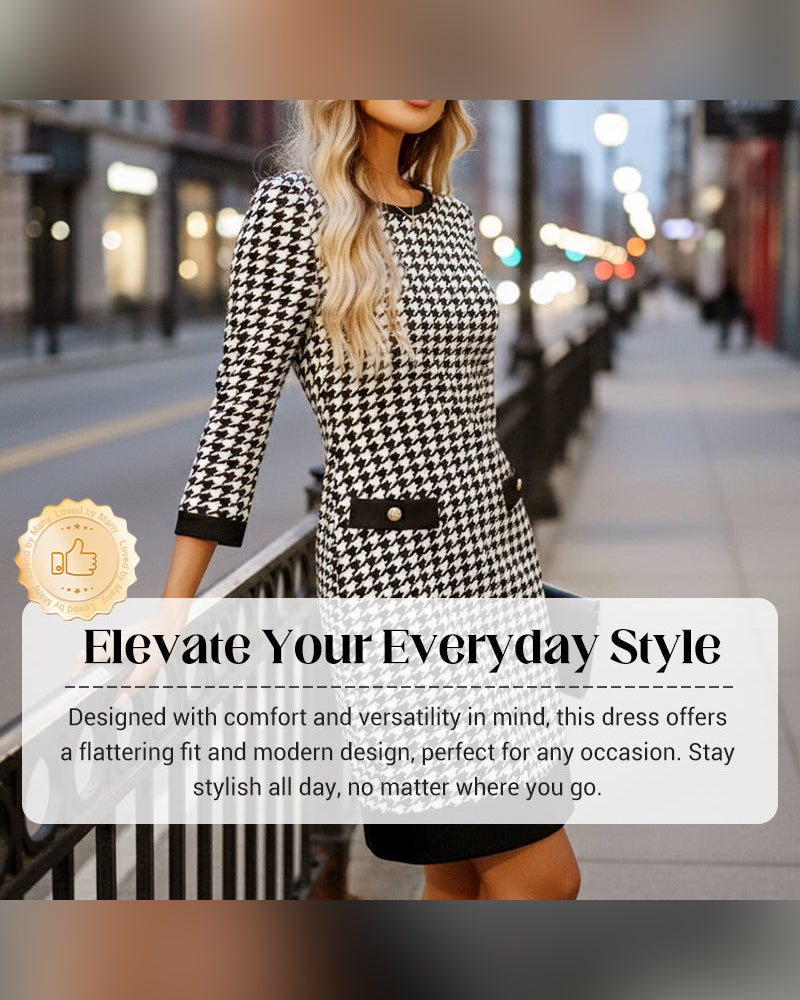 Kjole Dame Crewneck Hundetann Bodycon Midi