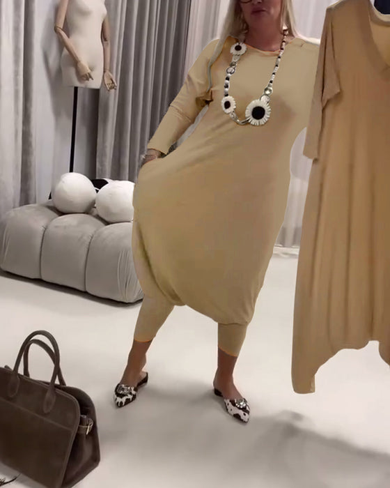 Jumpsuit Ensfarget Langermet Avslappet