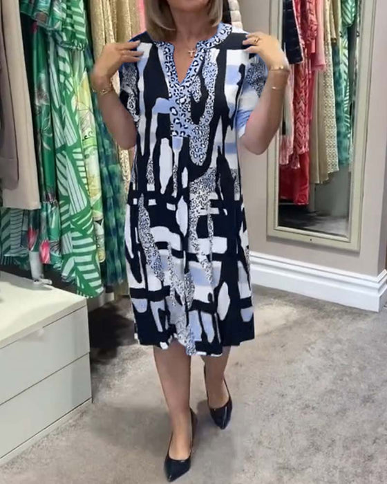 Midikjole med leopardmønster for kvinner