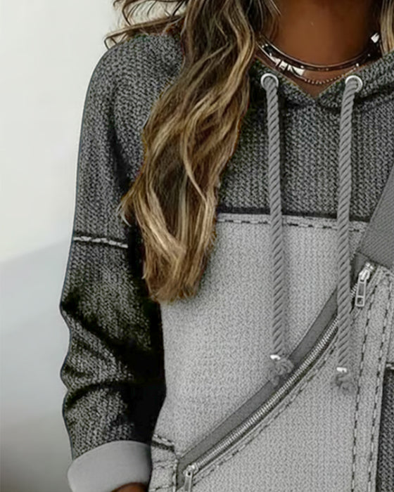 Stilig Hettegenser Med Fargeblokker