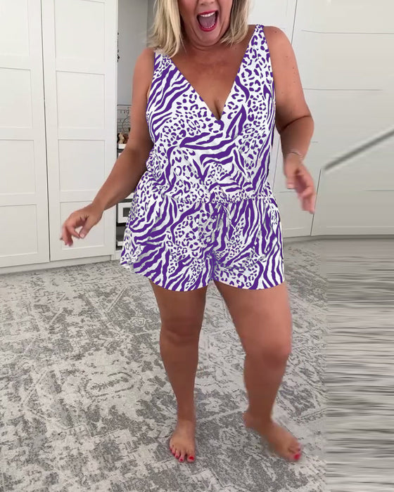 Slim Fit Badedrakt Med Zebra Mønster