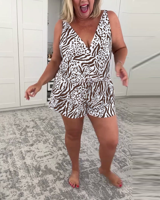 Slim Fit Badedrakt Med Zebra Mønster