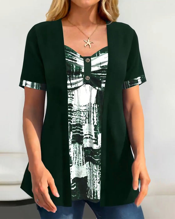 Bluse Trykt Falsk Todelt Uregelmessig