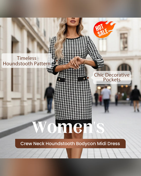 Kjole Dame Crewneck Hundetann Bodycon Midi