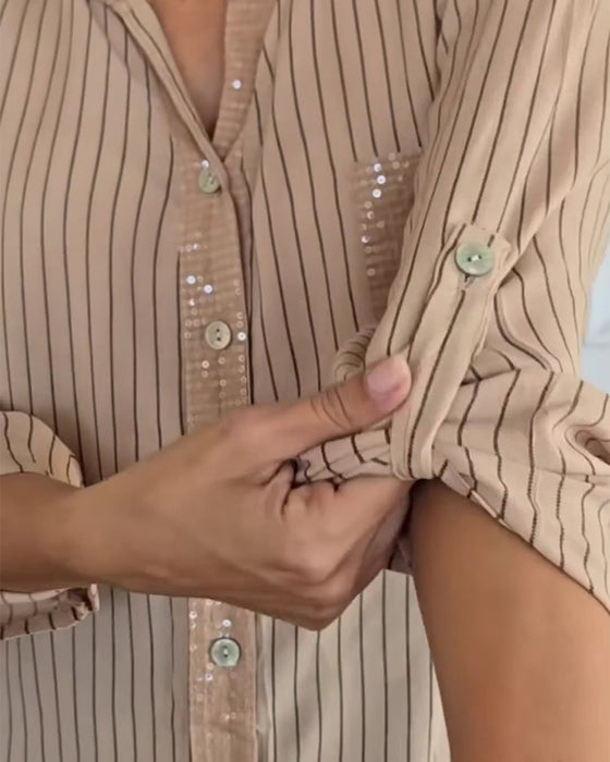 Skjorte Mote Paljett Stripet