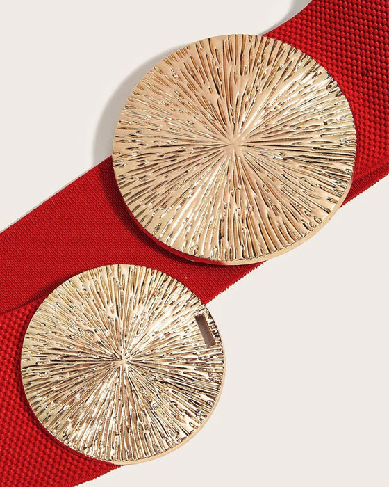 Dame Vintage Elastisk Belte Med Gyllent Spenne