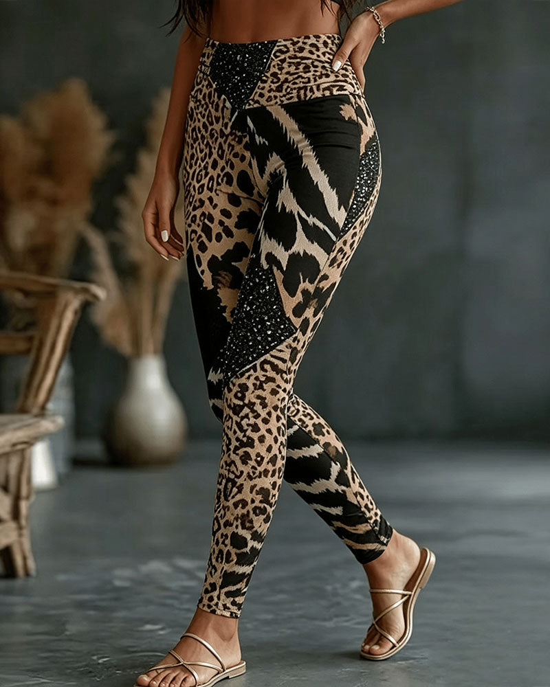 Bukser Høy Midje Leopardmønster Yoga