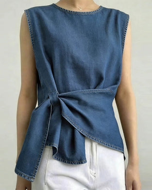 Tank Topp Asymmetrisk Knyte Denim