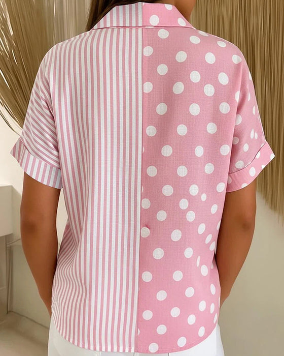 Bluse Jakkeslag Prikket Stripe