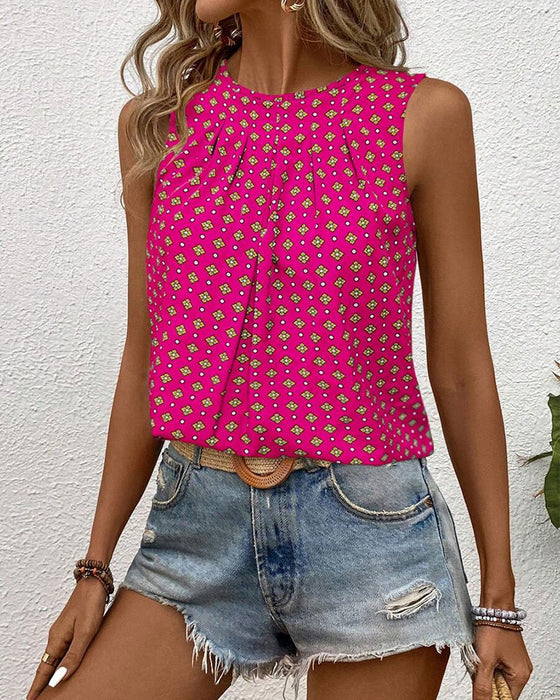 Tanktop Ermeløs Rundhals Trykt