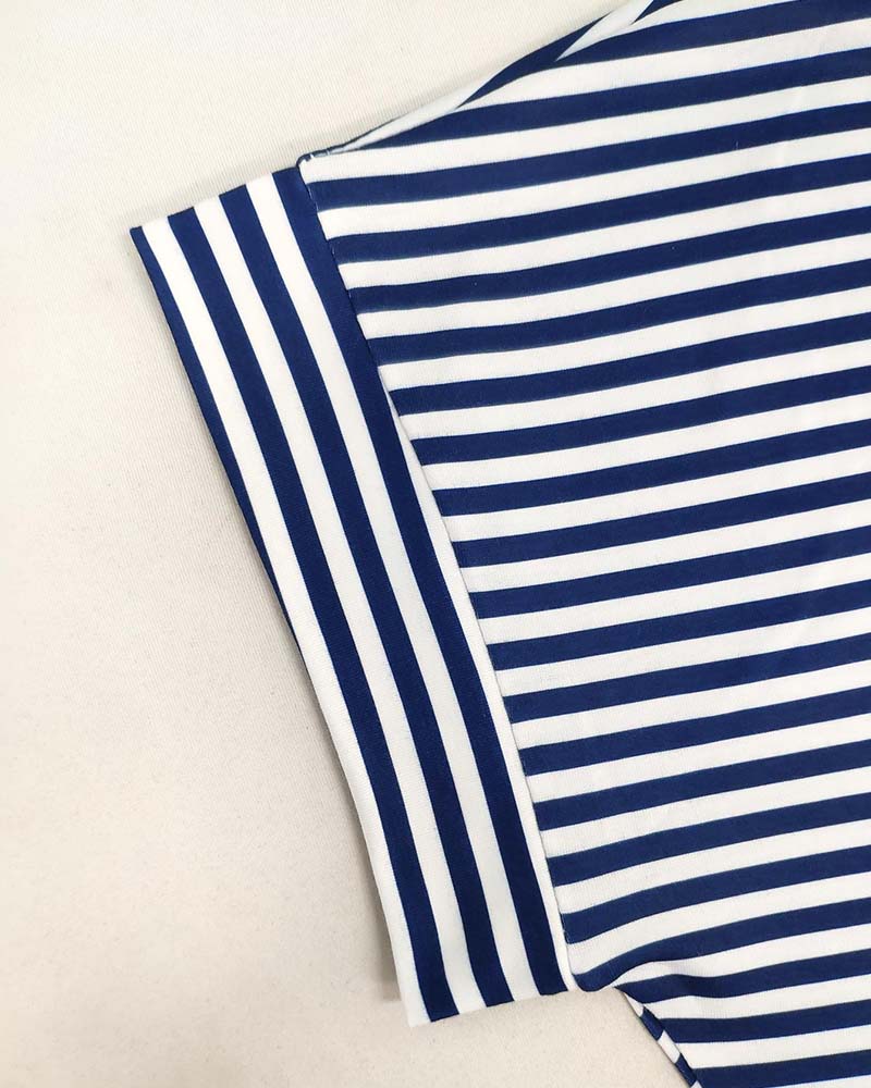 Kjole Rund Hals Stripe Slips Midje