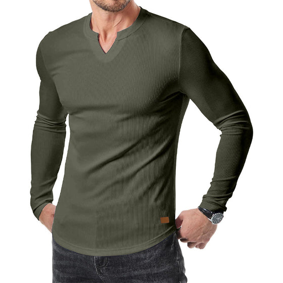 Skjorte Herre Slim Fit V-Hals Longline Muscle