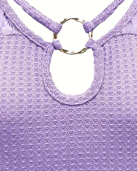 T-Skjorte Blonder Panel Strikket