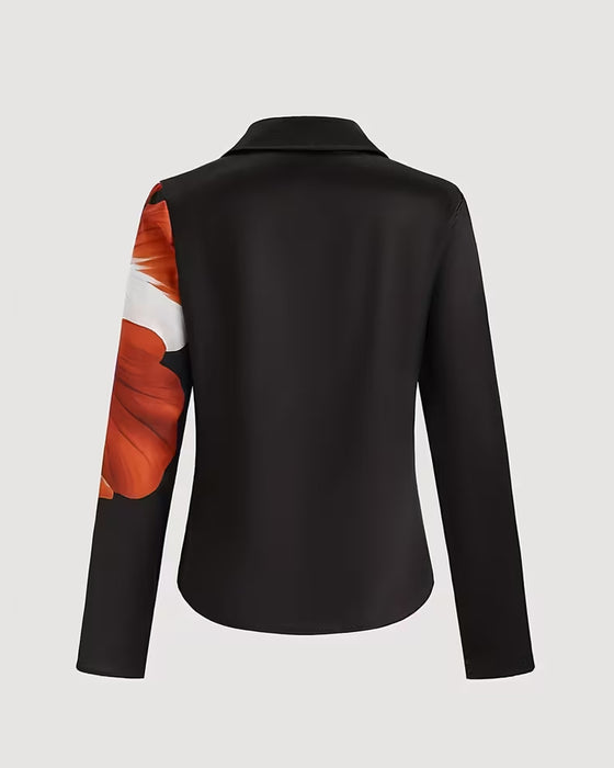 Bluse Jakkeslag Rett Skulder Trykt