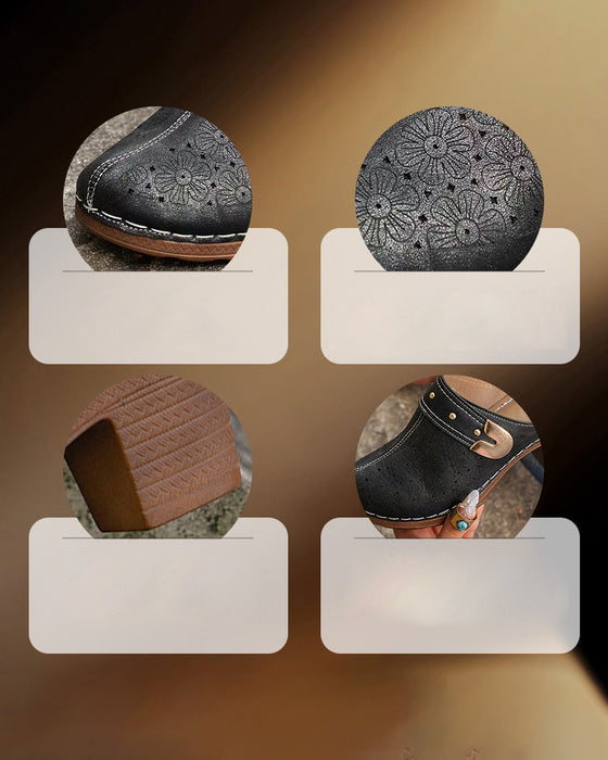 Sandaler Dekket Tå Kraftig Hæl Slip-På