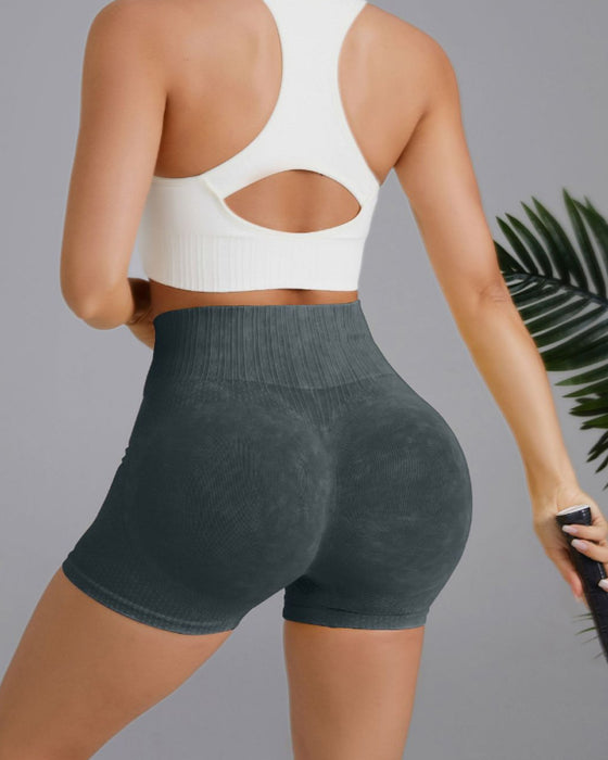Enkel ensfarget hofteshorts med høy midje