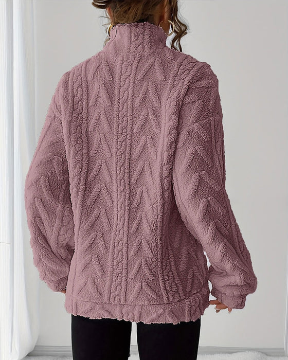 Sweatshirt Dobbeltsidig Fleece Halv Glidelås