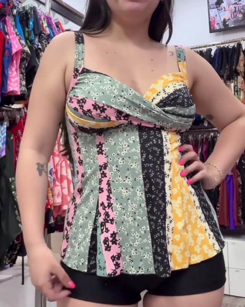 Tankini Fargeblokkert Halsringning