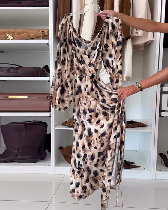 Kjole Sexy V-Hals Trykt